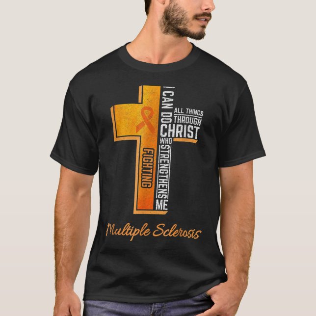 Multiple Sclerosis Awareness MS Ribbon Christian C T-Shirt (Vorderseite)