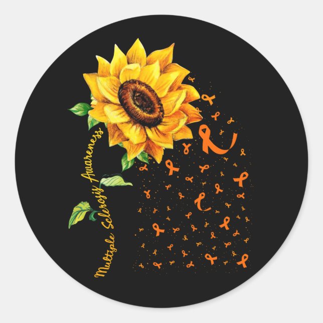 Multiple Sclerosis Awareness Sunflower MS Awarenes Runder Aufkleber (Vorderseite)