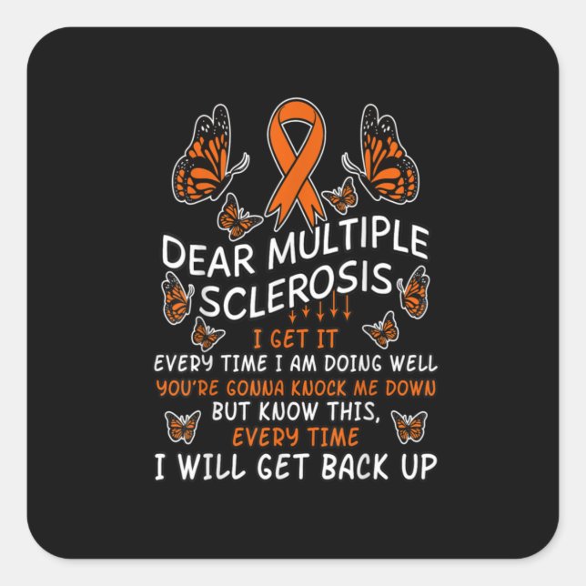 Multiple Sclerosis Butterfly Ribbon World Ms Day Quadratischer Aufkleber (Vorderseite)