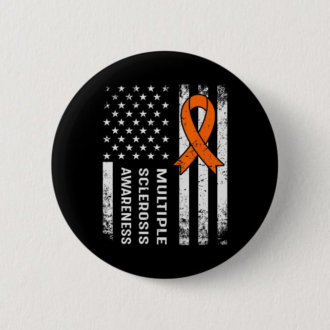 Multiple Sklerose Awareness Orange Ribbon 2 Button (Vorderseite)