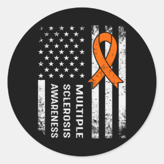 Multiple Sklerose Awareness Orange Ribbon 2 Runder Aufkleber