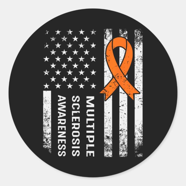 Multiple Sklerose Awareness Orange Ribbon 2 Runder Aufkleber (Vorderseite)