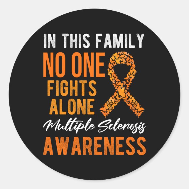 Multiple Sklerose Awareness Orange Ribbon Runder Aufkleber (Vorderseite)