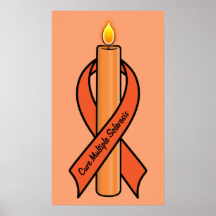 Multiple Sklerose Awareness Ribbon Candle of Hope Poster
