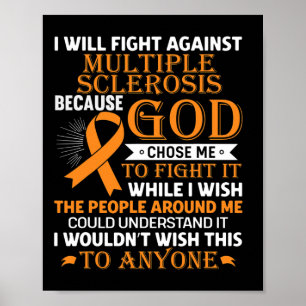 Multiple Sklerose Bewusstsein Orange Ribbon Männer Poster