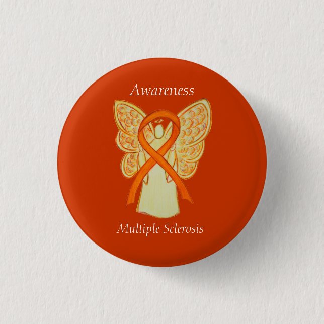 Multiple Sklerose Engel Awareness Ribbon Buttone Button (Vorderseite)