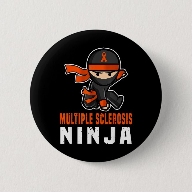Multiple Sklerose Ninja Awareness Funny Orange Ri Button (Vorderseite)