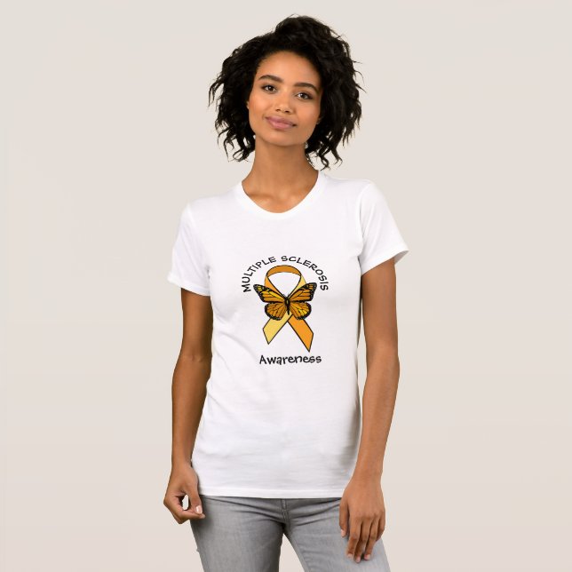 Multiple Sklerose Orange Awareness Butterfly T-Shirt (Vorne ganz)