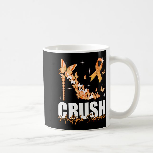 Multiple Sklerose Orange Band Schmetterling zermal Kaffeetasse (Rechts)