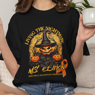 Multiple Sklerose, orangefarbenes Schleifen-Gesche T-Shirt
