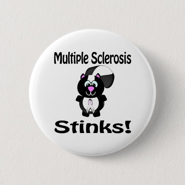 Multiple Sklerose stinkt Skunk Awareness Design Button (Vorderseite)