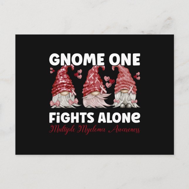 Multiples Myelom/Krebs Burgundy Ribbon Gnome Postkarte (Vorderseite)