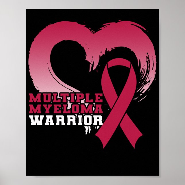 Multiples Myelom Warrior Bewusstsein Herz Poster (Vorne)