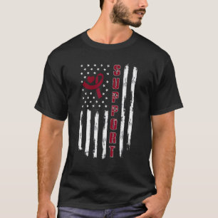 Multiples Myeloma Awareness Ribbon American Flag S T-Shirt