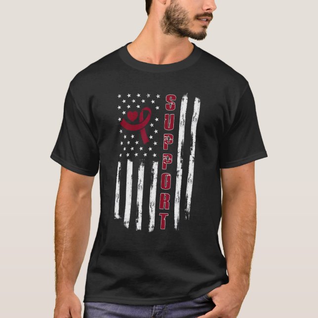 Multiples Myeloma Awareness Ribbon American Flag S T-Shirt (Vorderseite)