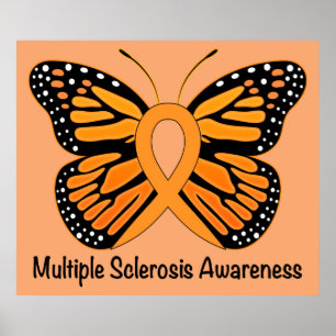 Multiples Sklerose-Bewusstsein Band mit Schmetterl Poster