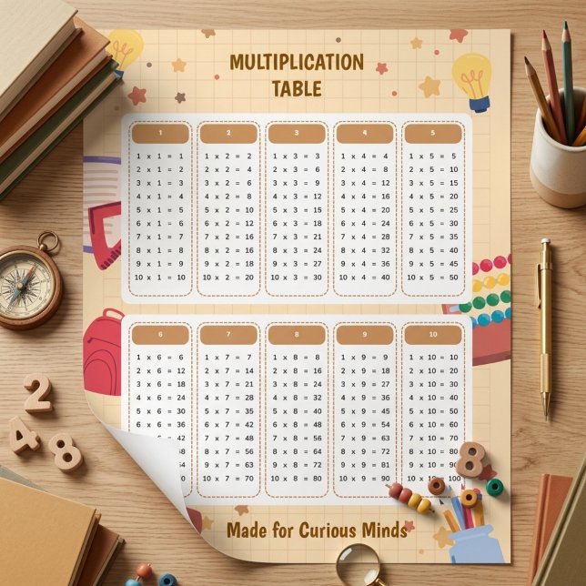 Multiplikationstabelle Lernposter Schul-Thema Poster (School Theme Multiplication Table Learning Chart)