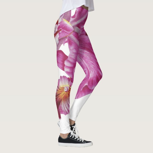 Multiprint-Leggings in Rosa und Weiß-Blume Leggings (Rechts)