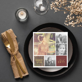 MultiSquare Simple Foto Collage Graduation Party Serviette