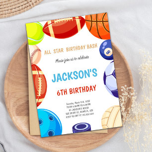 Multistar Multi-Sport-Party zum Editieren Einladung