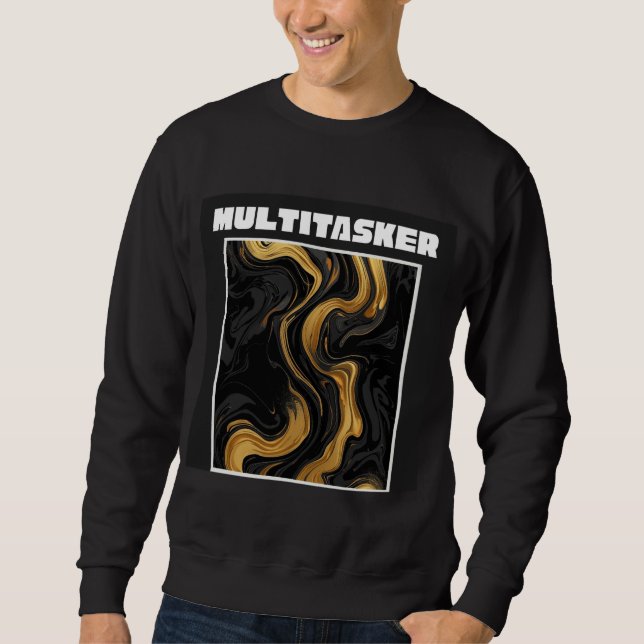 Multitasker Gold & Black Flüssig-Marmor Abstract Sweatshirt (Vorderseite)