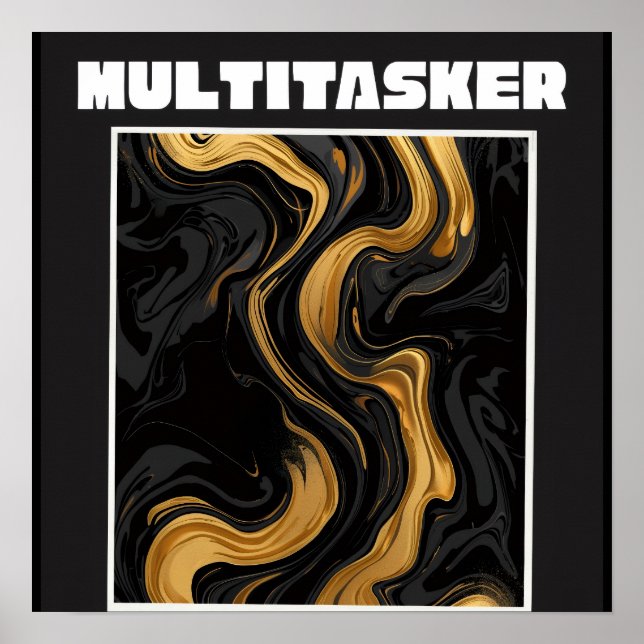 Multitasker Gold Liquid Marble - Luxuriöses Abstra Poster (Vorne)