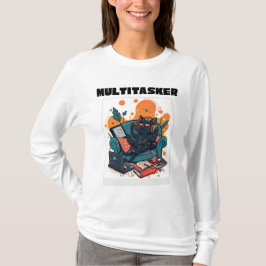 Multitasking-Katze - Lustige faule Gaming-Katze La T-Shirt