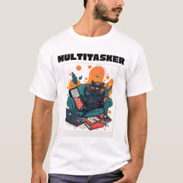 Multitasking-Katze - Lustige faule Spielkatze T-Shirt
