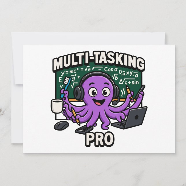 Multitasking Octopus-Klassenzimmer Lerner Pro Einladung (Vorderseite)