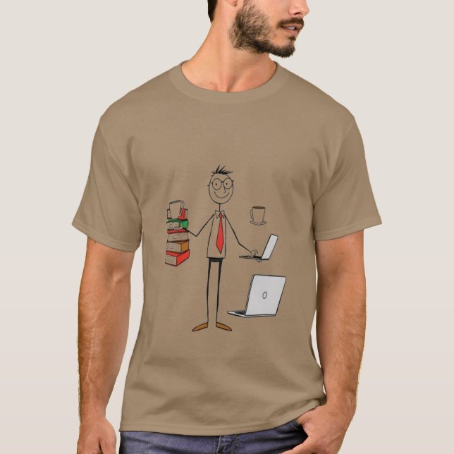 Multitasking-Shirt für Lehrer - Bücher, Kaffee und T-Shirt (Vorderseite)