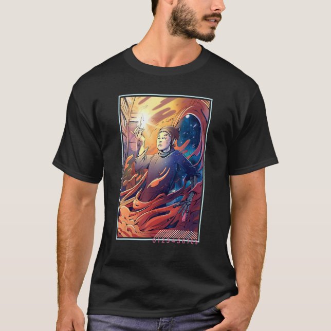 Multiverse Wizard Roboter Ästhetische Kunst T-Shirt (Vorderseite)