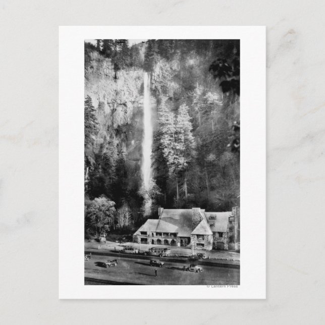 Multnomah Falls and Lodge Foto Postkarte (Vorderseite)