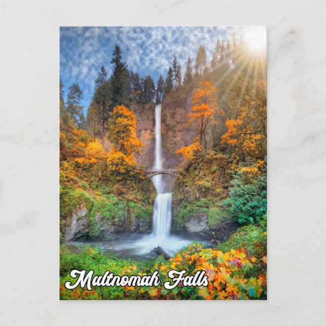 Multnomah Falls, Columbia River Gorge, Oregon Postkarte (Vorderseite)