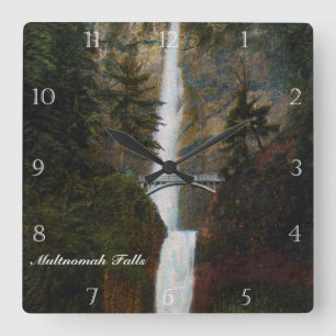 Multnomah Falls Oregon Custom Quadratische Wanduhr