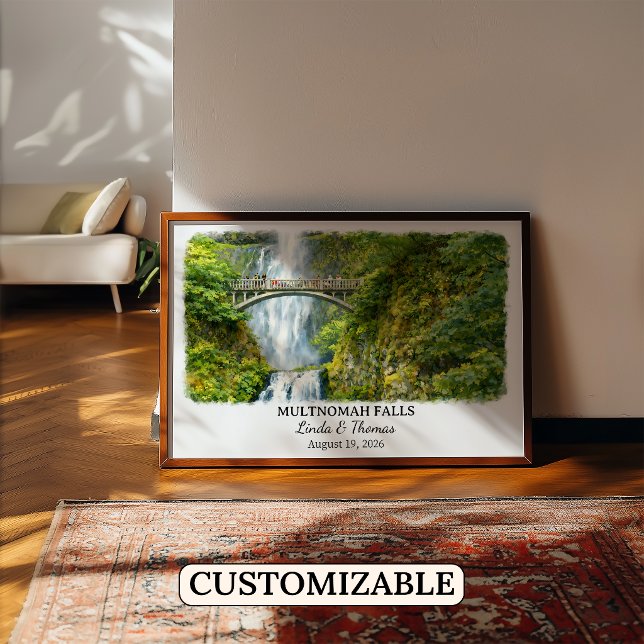 Multnomah Falls Oregon Poster, Aquarell, Maßgeschn Poster (Von Creator hochgeladen)