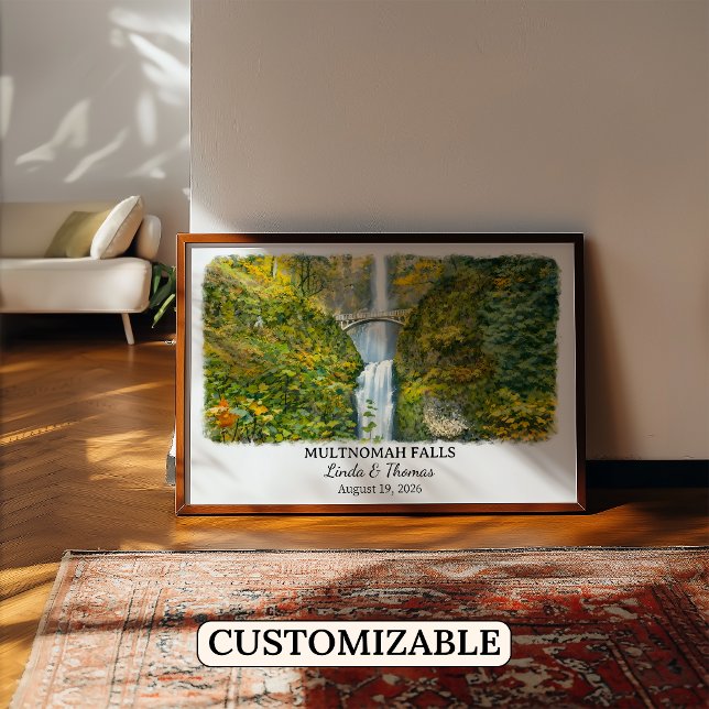 Multnomah Falls Oregon Poster, Aquarell, Maßgeschn Poster (Von Creator hochgeladen)