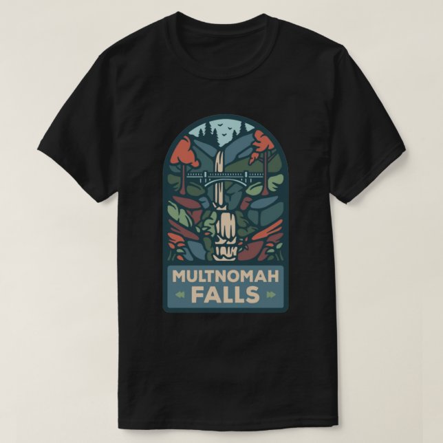 MULTNOMAH FALLS OREGON Sticker T-Shirt (Design vorne)