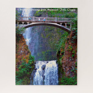 Multnomah Falls Oregon. Weihnachtsgrüße Puzzle