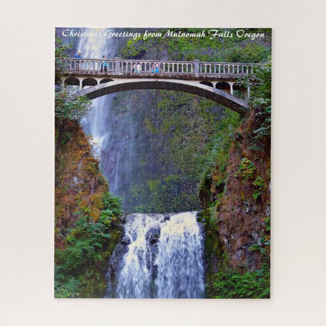 Multnomah Falls Oregon. Weihnachtsgrüße Puzzle (Vertikal)