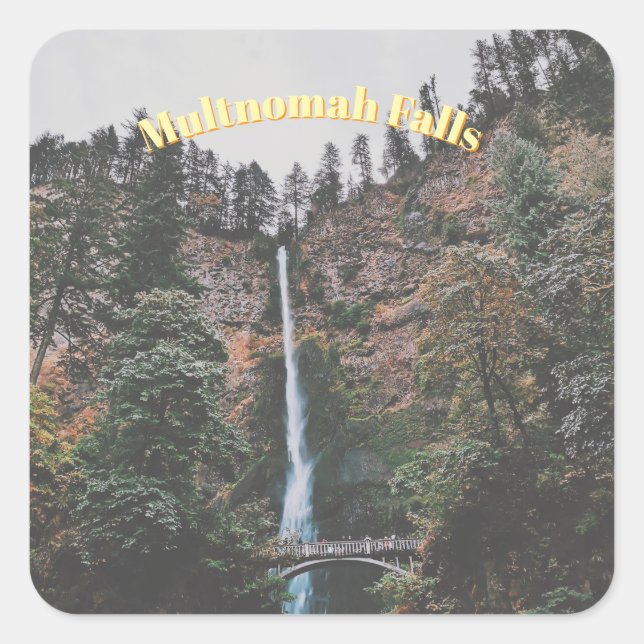 Multnomah Falls Quadratischer Aufkleber (Vorderseite)