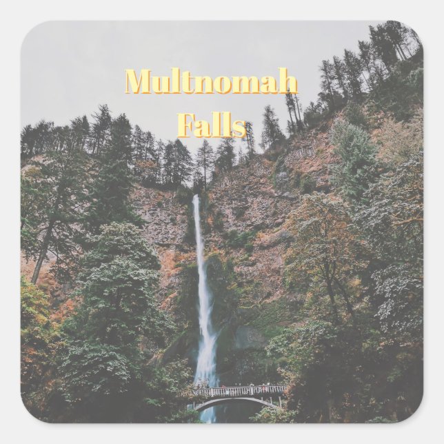 Multnomah Falls Quadratischer Aufkleber (Vorderseite)