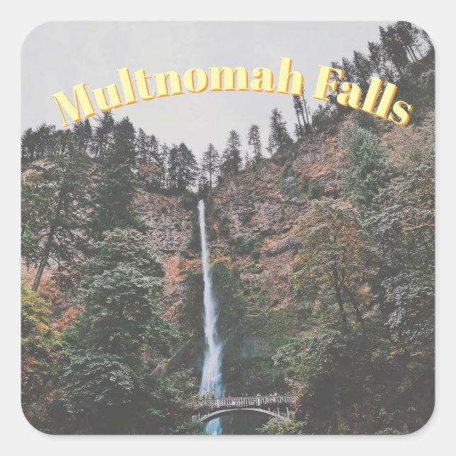 Multnomah Falls Quadratischer Aufkleber (Vorderseite)