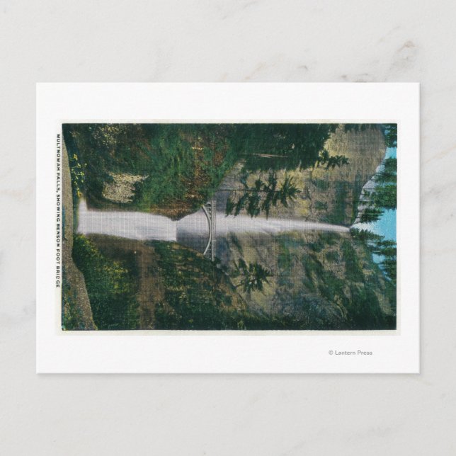 Multnomah Falls und Benson Foot Bridge 2 Postkarte (Vorderseite)