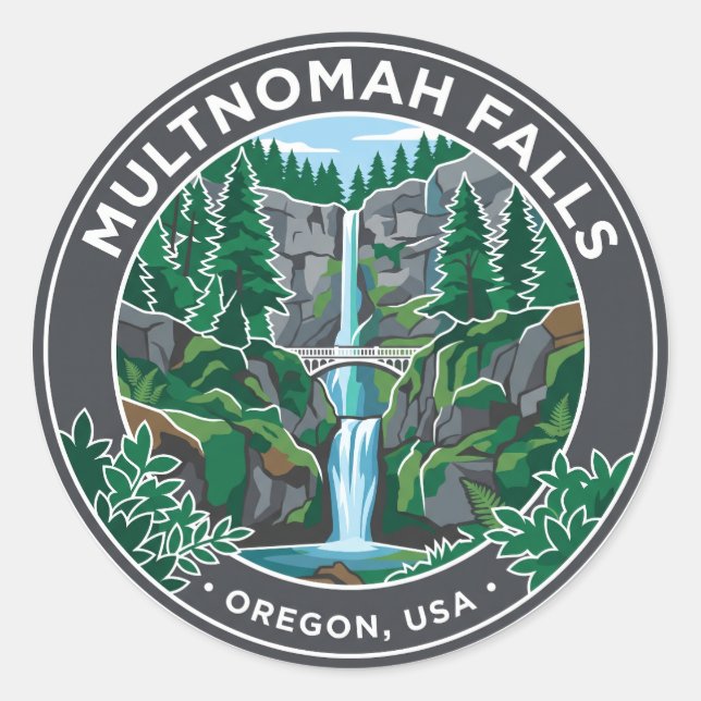 Multnomah Falls USA Runder Aufkleber (Vorderseite)