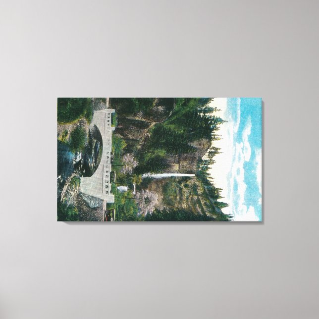 Multnomah Falls with Benson and Highway Bridges Leinwanddruck (Vorderseite)