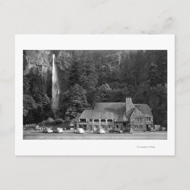 Multnomah Lodge and Falls Foto Postkarte (Vorderseite)