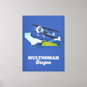 Multnomah Oregon Reisekarte Leinwanddruck