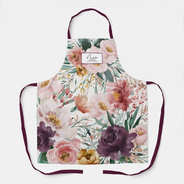 Mum Aquarell floral lila Girl elegant Schürze (Vorderseite)