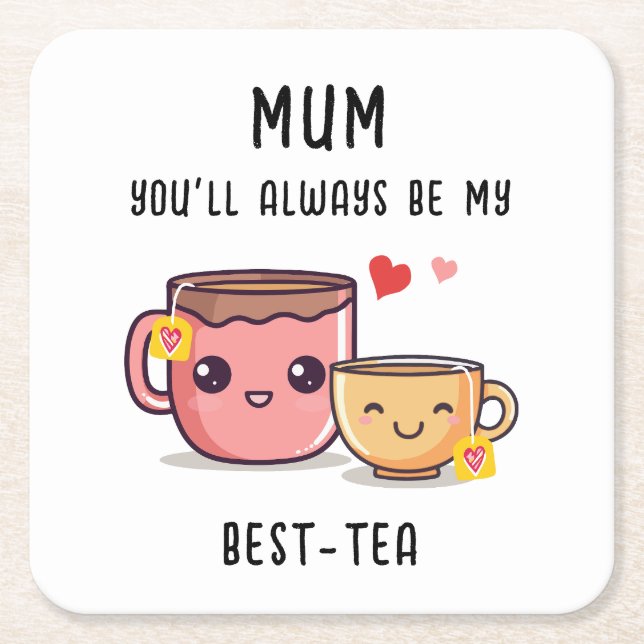 Mum Best-Tea Personalisiertes Funny-Geschenk Mutte Rechteckiger Pappuntersetzer (Vorderseite)