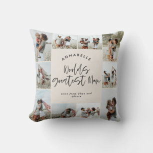 Mum creme elegante moderne minimale Foto Collage Kissen